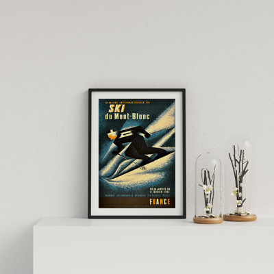 Vintage French Mont Blanc Skiing by Vouvart - Single Picture Frame Print