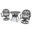 Ensemble de salle à manger bistro 3 pièces, table ronde de 90 cm avec trou pour parasol et 2 chaises pivotantes avec coussins bruns-1136959403-1135172661
