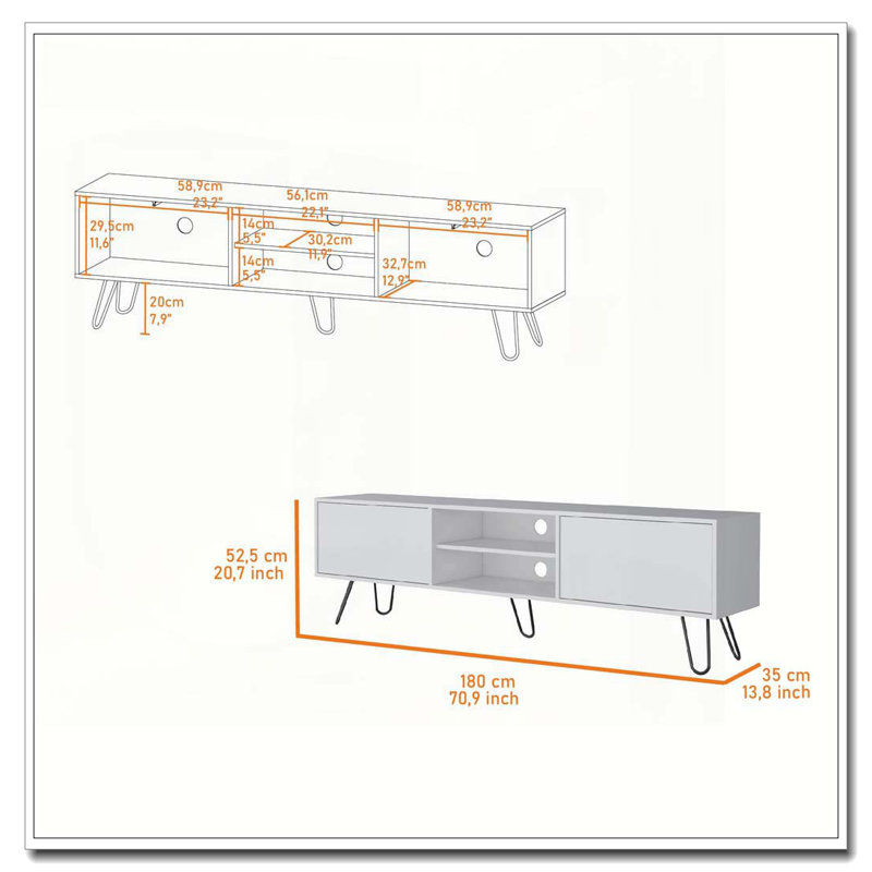 White Hairpin Leg TV Rack