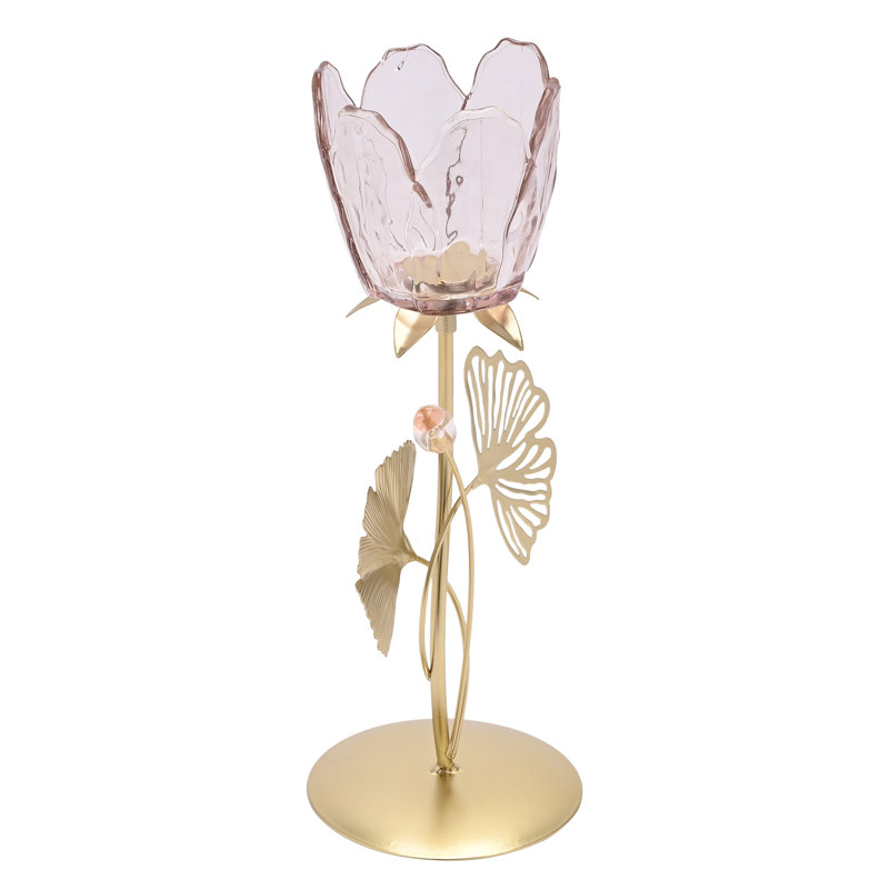28.5Cm Glass Metal Tabletop Votive Holder