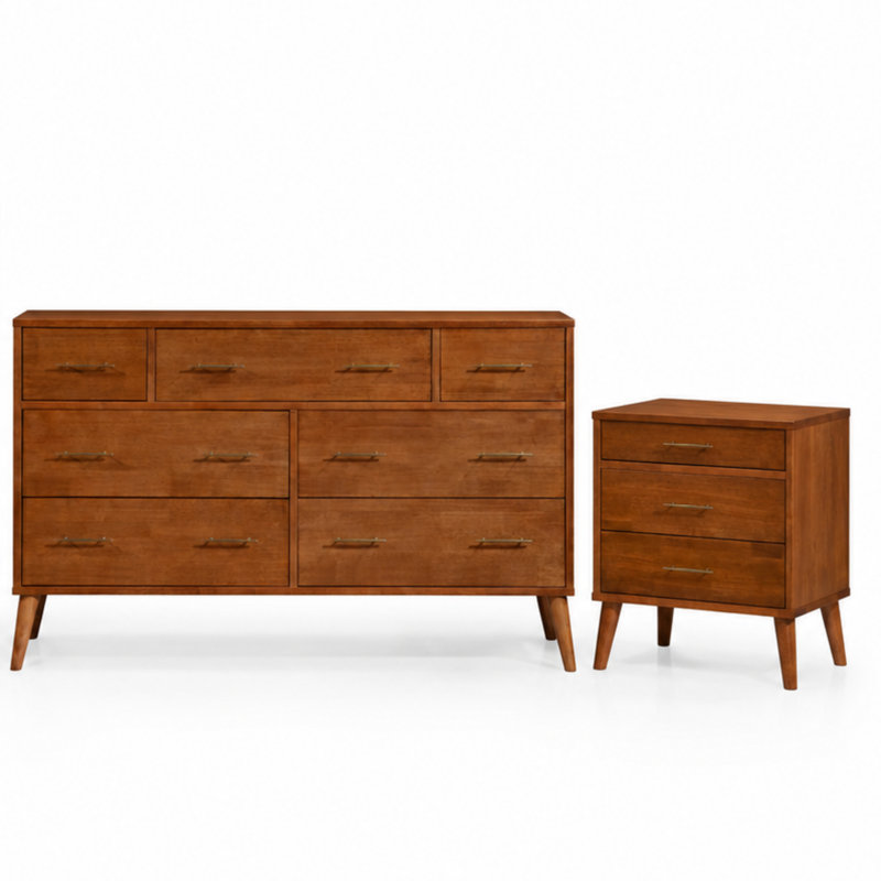 Imre 2 Piece Solid Wood Bedroom Set
