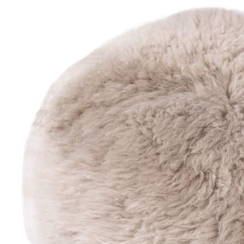 Genna Round Ottoman, Taupe Mongolian Genuine Fur