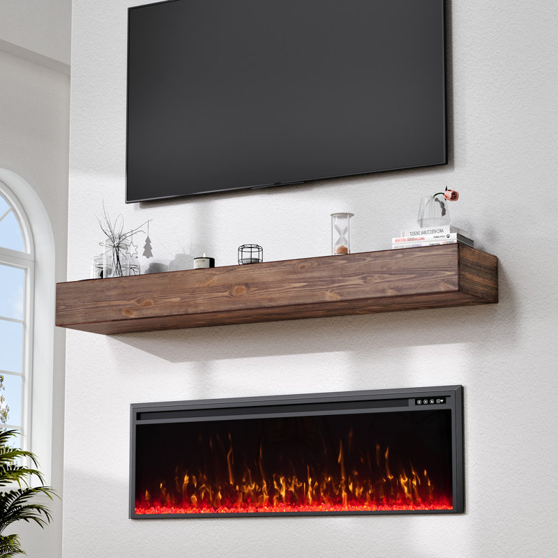 Fireplace Mantel, 60", Dark Brown Wood