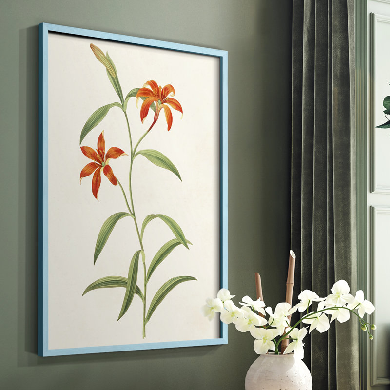 Fleurs des saisons III, reproduction encadrée - bois massif, Bleu, H 10 po x l 8 po