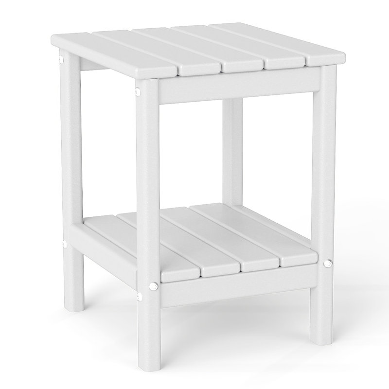 2-tier 14x13in HDPE Outdoor Adirondack Table, White