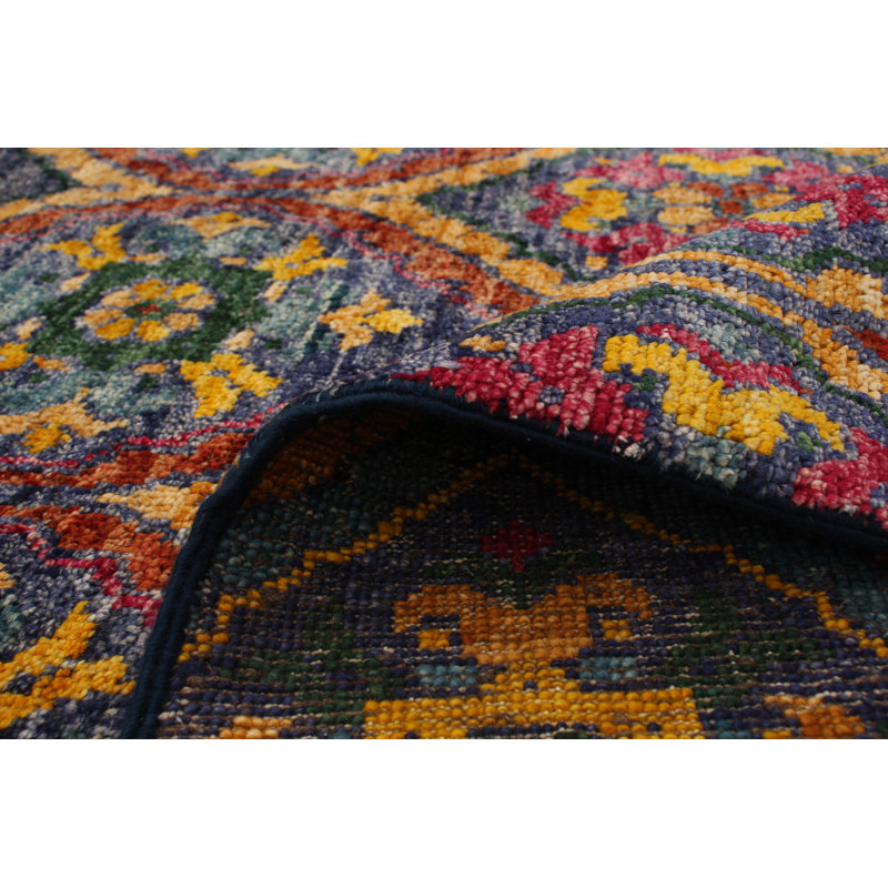 Tapis en laine bleu marine 6 pi 2 po x 9 pi 2 po à la main one-of-kind-noué la 2010 gabbeh Céline