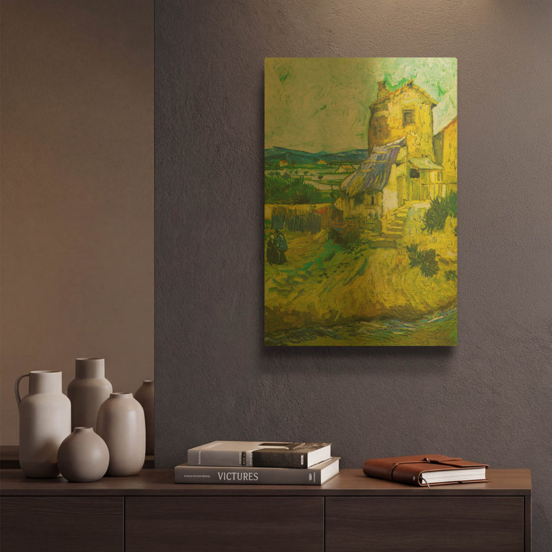 «The Old Mill» par Vincent Van Gogh, art mural en métal doré, 12 po x 16 po, 12"x16"