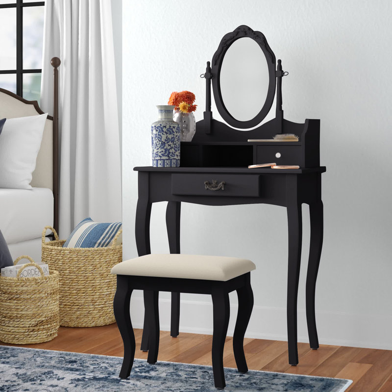 Arnold Dressing Table with Mirror, Black