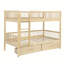 Lit superposé simple au-dessus de simple en bois de pin avec 2 tiroirs, convertible en 2 lits simples, lit superposé simple au-dessus de simple avec échelle et barrières de sécurité, naturel-681533852