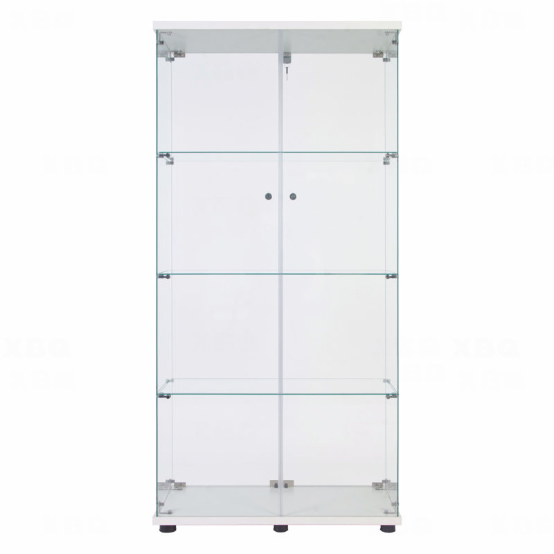 Armoire vitrée à deux portes avec 4 tablettes, Blanc