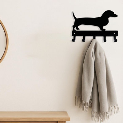 Dachshund Design Key Holder Dual Size Iron Wall Decor - Iron - 1 Piece - Key Holder - Black - Christmas Theme Design