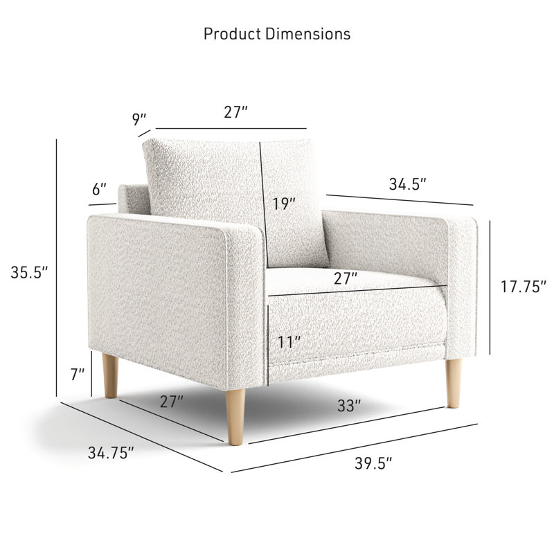 Ensemble de salon Celal, Blanc, 3 pièces: chaise, causeuse, canapé