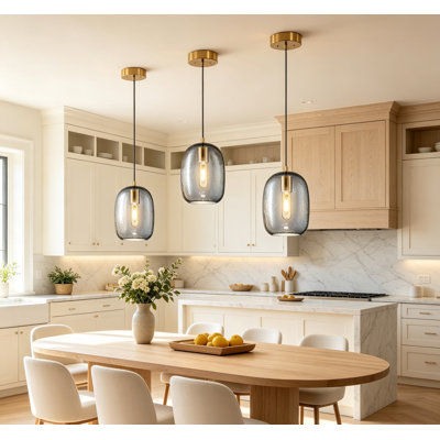 Suspension en laiton avec verre martelé, luminaire vintage pour îlot de cuisine, salle à manger ou couloir, douille E26