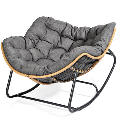 Wicker Rocking Chair With Cushion by Bay Isle Home