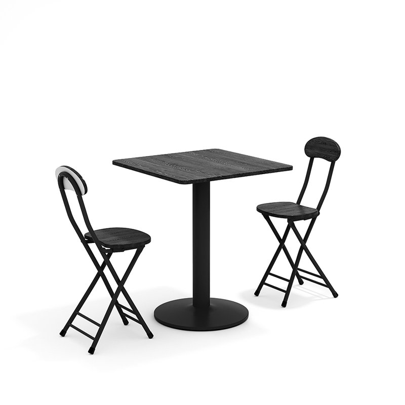 Milini Unfinished Metal Base Dining Table, Black, Black