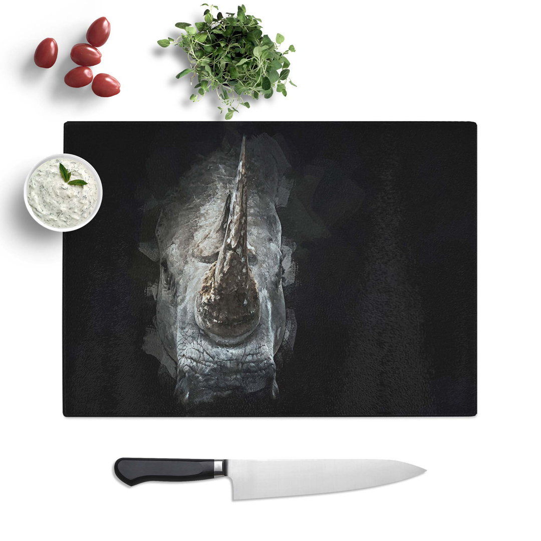 Tempered Glass Rhino in the Shadows Chopping Board