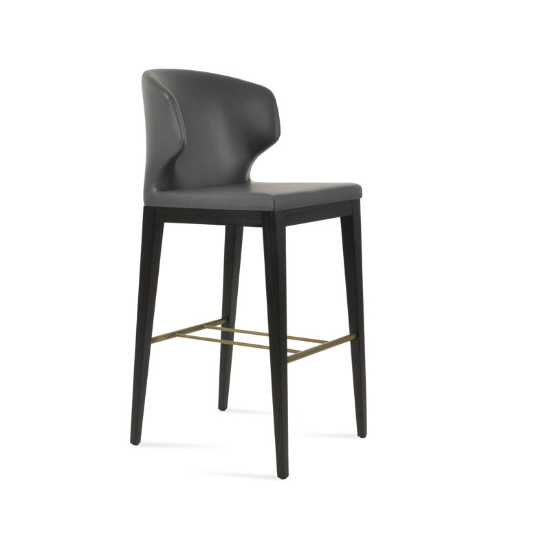 Amed Black Wood Counter & Bar Stool, Gray, Bar Stool (29" Seat Height)
