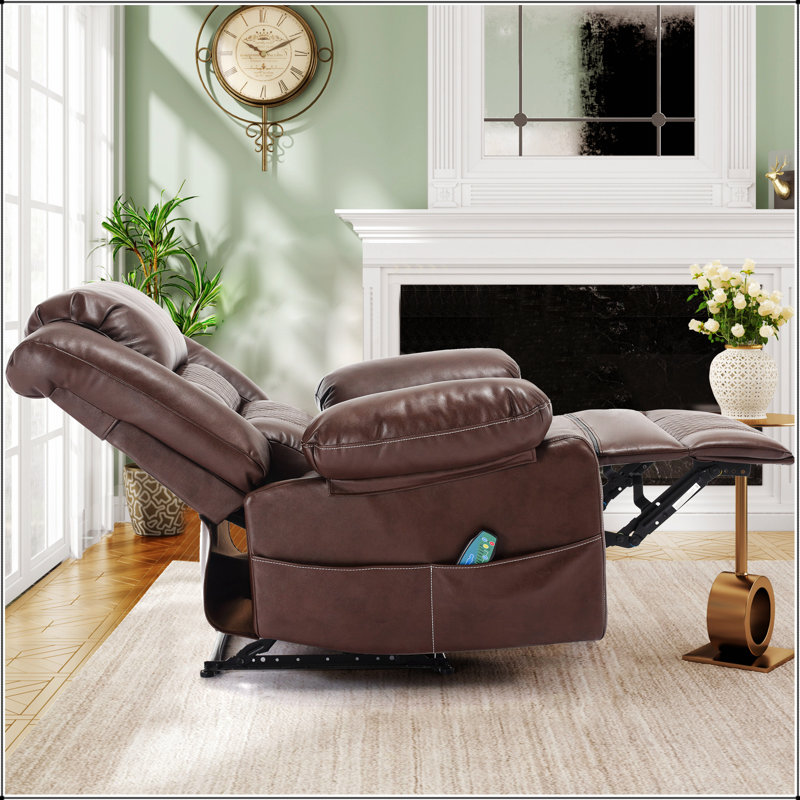 Fauteuil inclinable de massage en cuir respirant, Similicuir brun