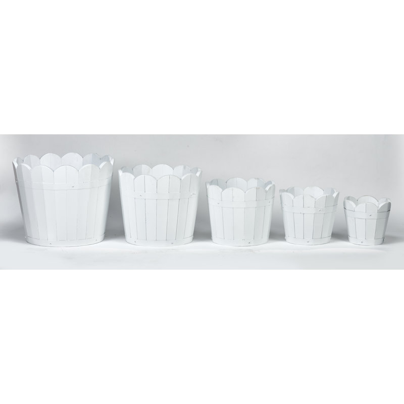 Ensemble de pots à fleurs festonnés, Blanc