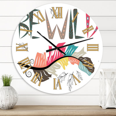 Be Wild Tribal Feathers - Modern wall clock