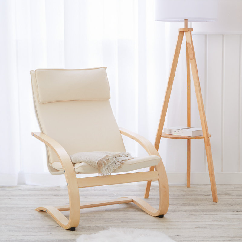 Ashanta Solid Wood Rocking Chair, Beige