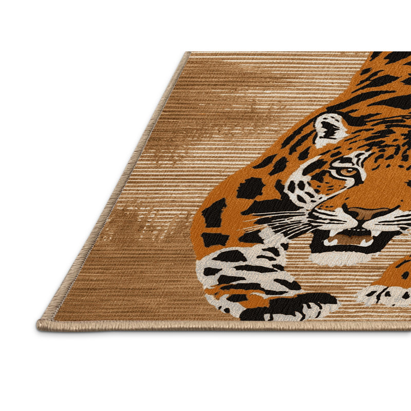 Washable Pantanal Jaguar Big Cats Area Rug, Rectangle 2' x 3'