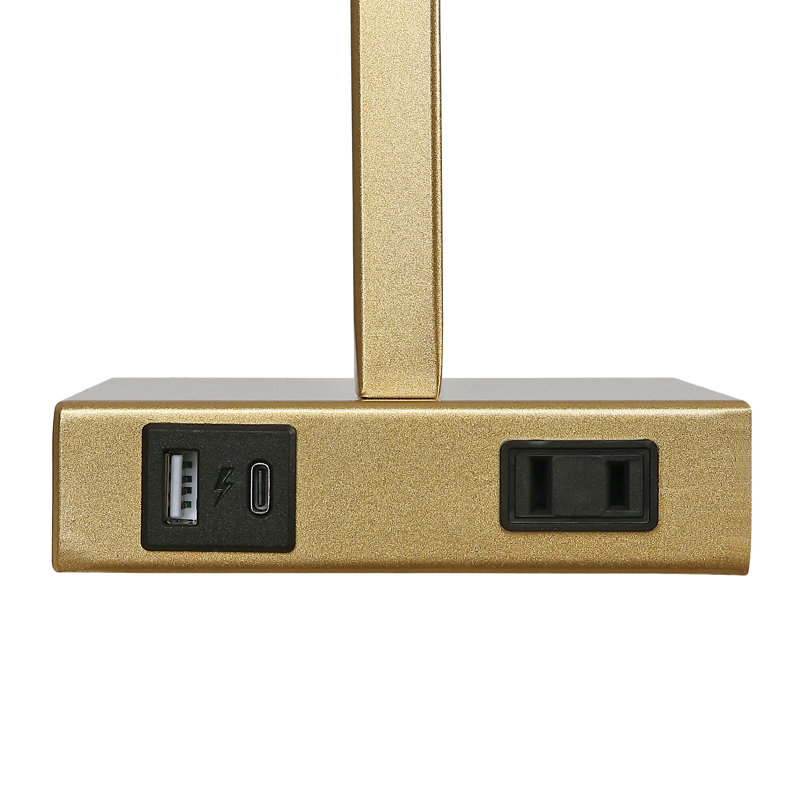 Samarah 28.5" Metal Table Lamp Set with USB, Type-C Ports and Built-in Outlet, Gold