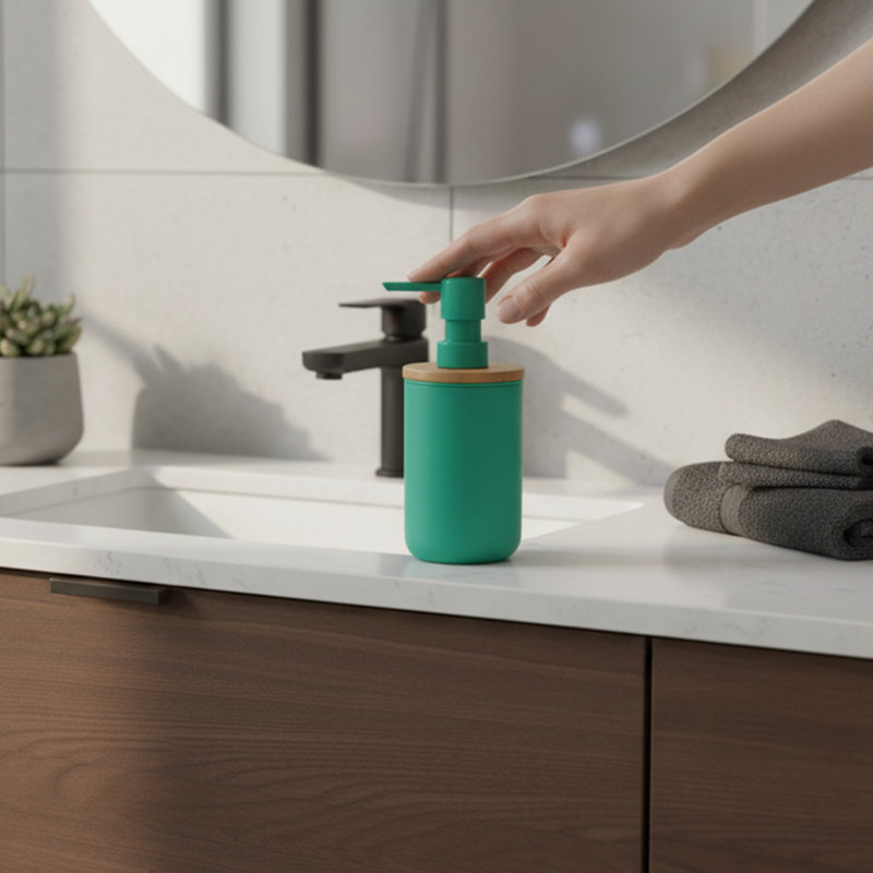 Padang Soap and Lotion Dispenser with Bamboo, Vert Caraïbes