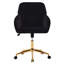 Fauteuil ergonomique Ty pour la maison, la chambre ou le bureau - Velours noir, coussin moelleux, base dorée stable, fauteuil pivotant confortable et réglable