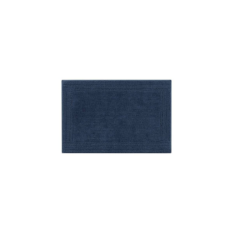 1 PCS 17X24" 100% Cotton Tufted 3000 GSM Reversible Bath Rug, Rectangle 1'5" x 2', Navy