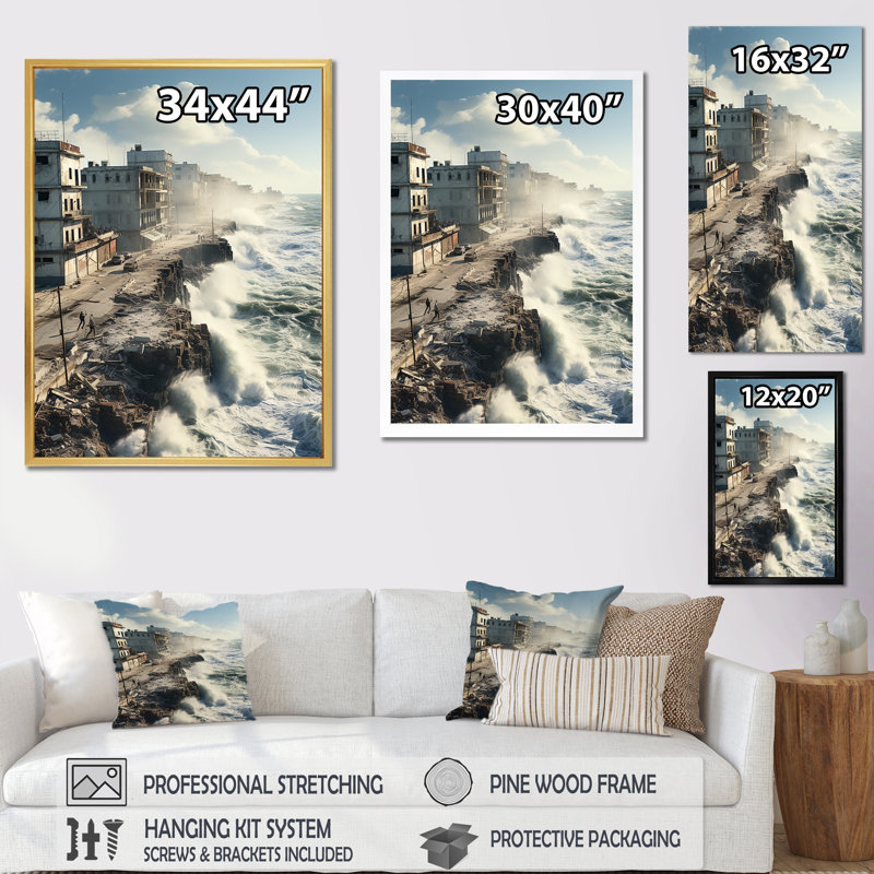 Cuba Cuba Havava, impression monochrome sur toile, Cadre naturel flottant, H 40 po x l 30 po x P 1,5 po