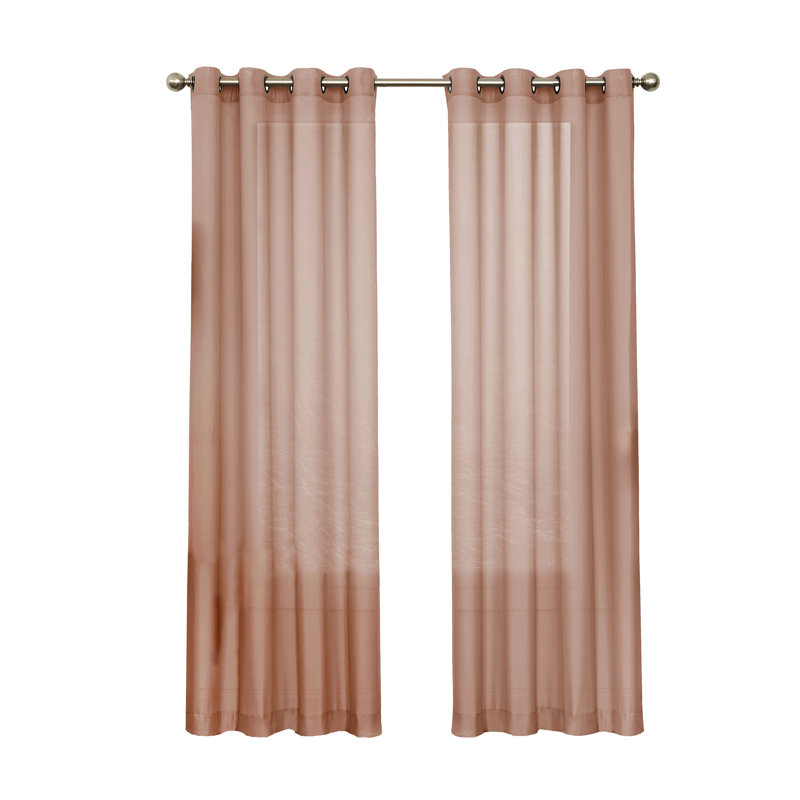 Gargi Sheer Curtain Single Panel, White, 108" L x 52" W