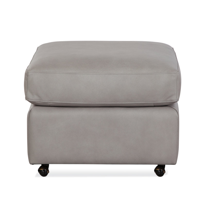Rectangle Leather Standard Ottoman, Luxtan Pewter