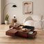 Table basse carrée en bois d'acacia massif avec rangement, noir de jais et brun, salon de 35 pouces