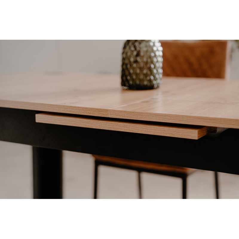 Sachika Extendable Dining Table, 75cm H x 125cm L x 80cm W, Black, Artisan oak
