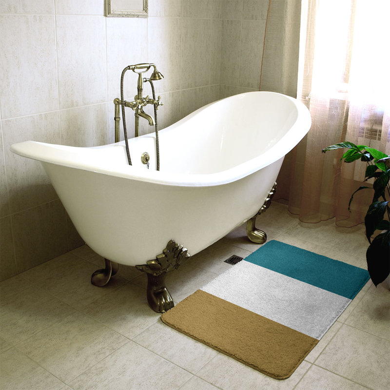 Tapis pour salle de bain Tennessee, l 17 po x L 24 po, Soleil toscan / blanc cassé / bleu océan