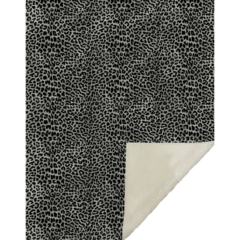 Addison Machine Washable Sherpa Leopard Throw Blanket, Shadow