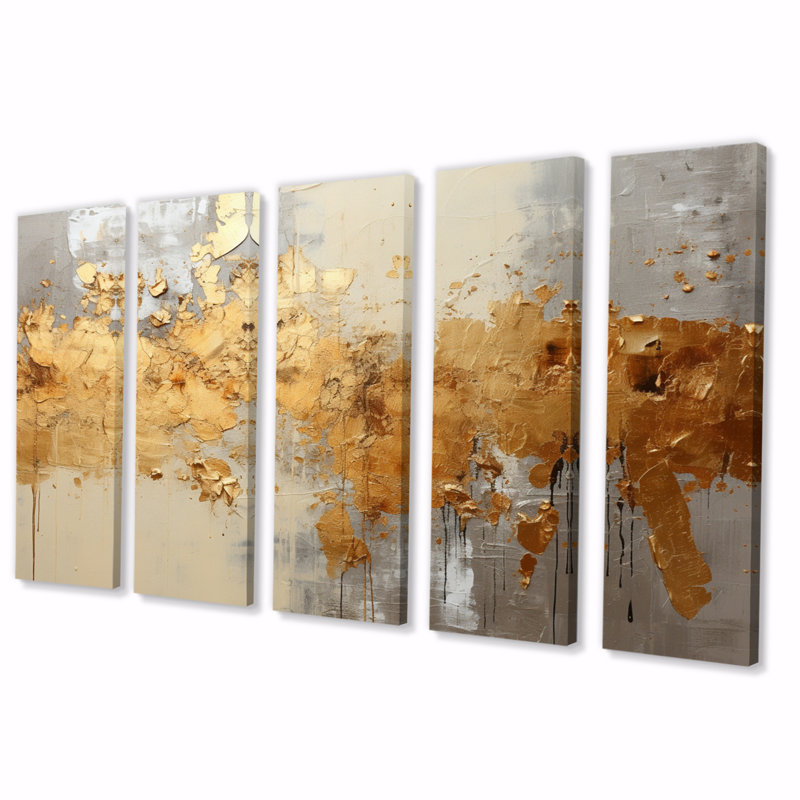 Golden Gleam V sur toile, reproduction de 5 pièces