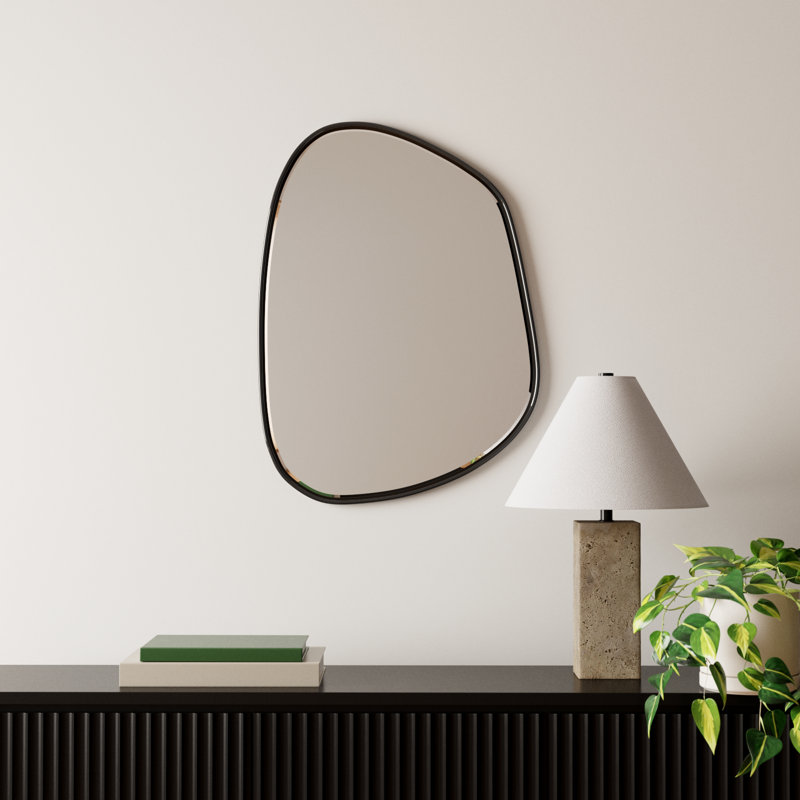 Asymmetrical Black MDF Framed Vanity Mirror