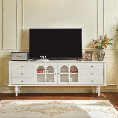 Meuble télé en bois franc français au design crème français
