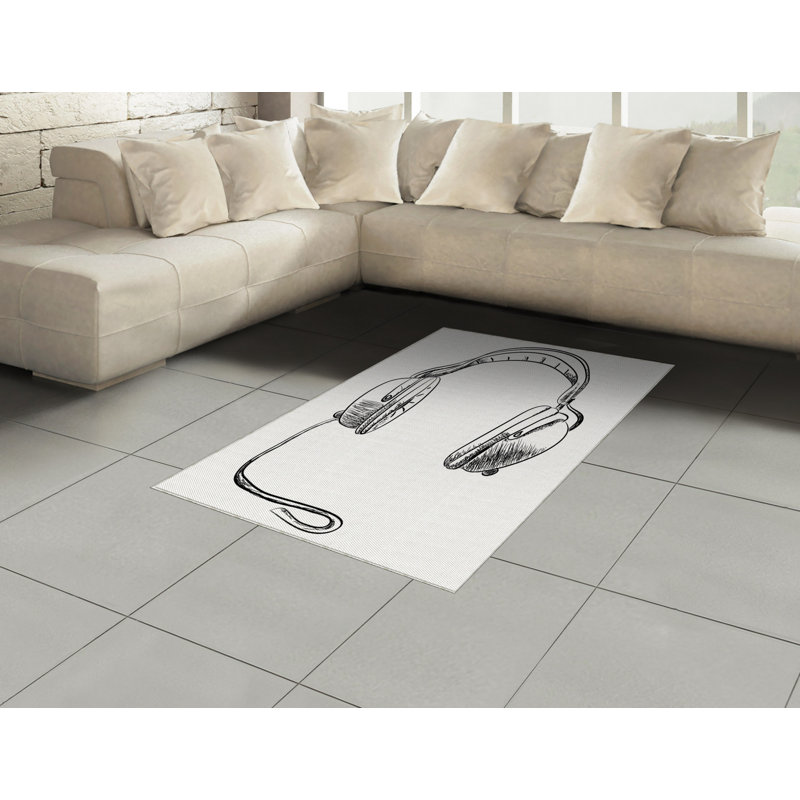 Music High Density Long Fiber Poly Threads Decorative Area Rug Carpet, Rectangle 4' x 5'8"