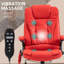 Chaise de bureau de massage à haut dossier avec 6 points de vibration et fauteuil chauffant inclinable en cuir PU avec accoudoirs et télécommande, rouge