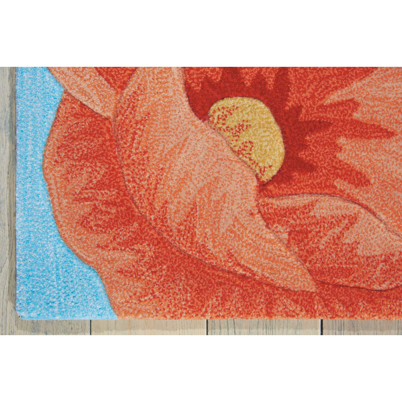 Tapis bleu fait à la main Asoncion, Rectangle 5 pi x 7 pi 6 po