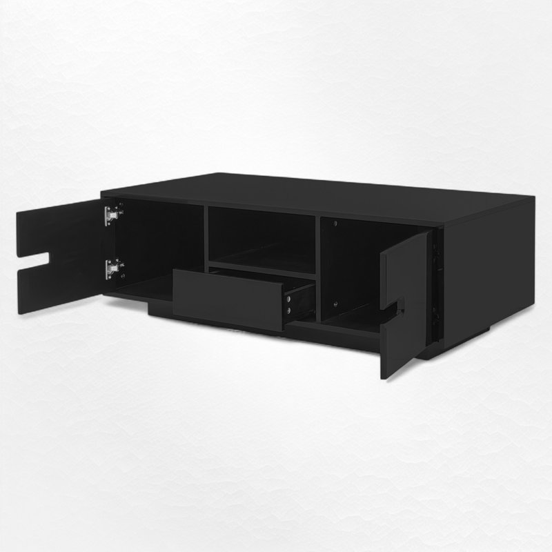 Table basse avec rangement et lumières DEL, Noir