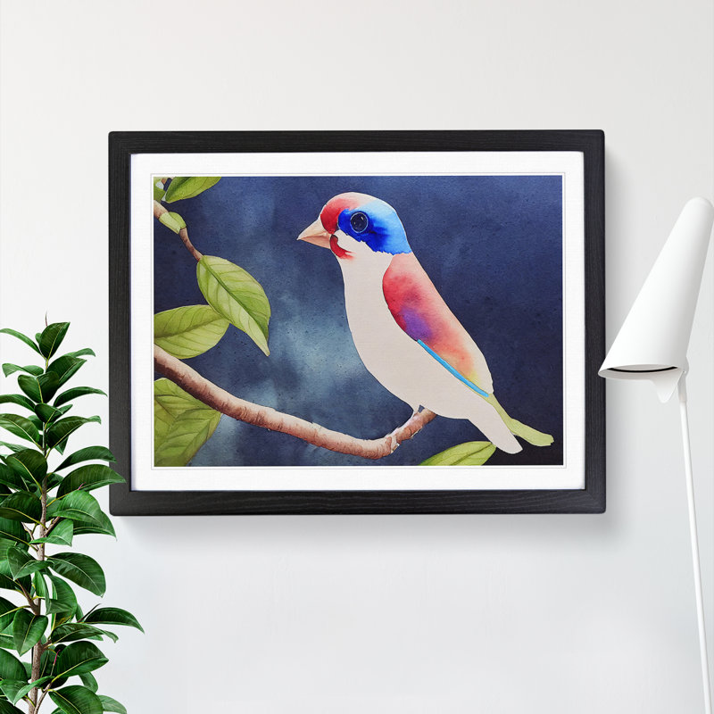 Grand Watercolour Bird - Single Picture Frame Print, 25cm H x 34cm W x 2cm D, Black Framed