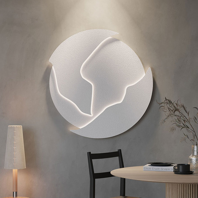 Applique murale à DEL minimaliste Wabi-Sabi, applique murale abstraite texturée blanche, applique à intensité variable pour décoration intérieure contemporaine