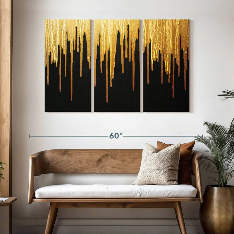 Goutte de peinture dorée Avery, H 32 po x l 50 po