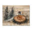 Randonnée pédestre dans un paysage d'hiver II - décoration murale en bois de randonnée - sur bois de pin naturel-1895908269