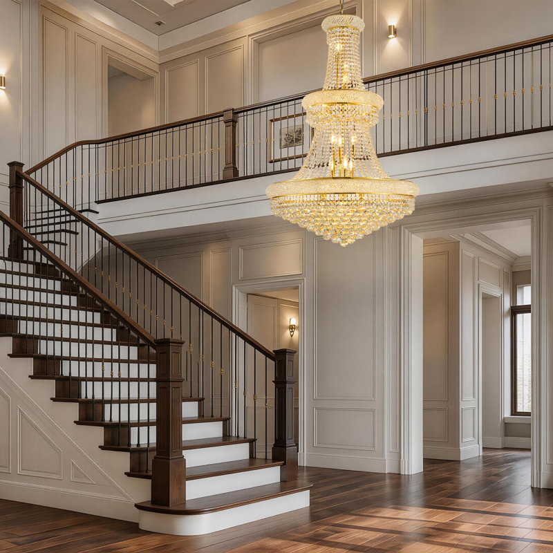 32-Inch Crystal Chandelier, Doré