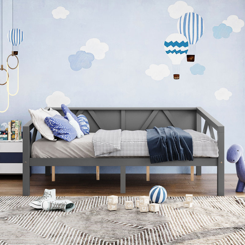 Full Size Daybed Frame, Modern Wood Sofa Bed For Bedroom & Living Room, Multi-Functional Furniture, Gray